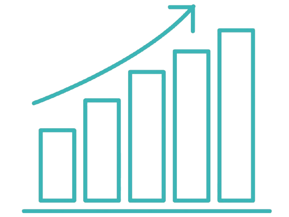 bar chart with transcending arrow