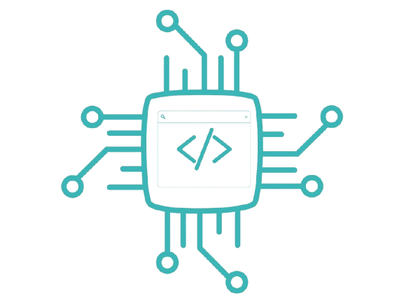 technical diagram with a browser and closed html bracket